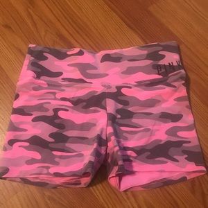 Victoria’s Secret Pink camo print shorts.